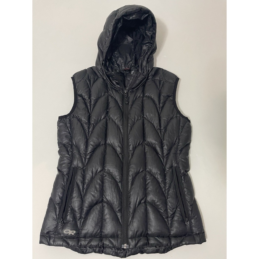 Outdoor Research Aria Down Puffer Hoodie Vest Women's Small Black Camp Hike